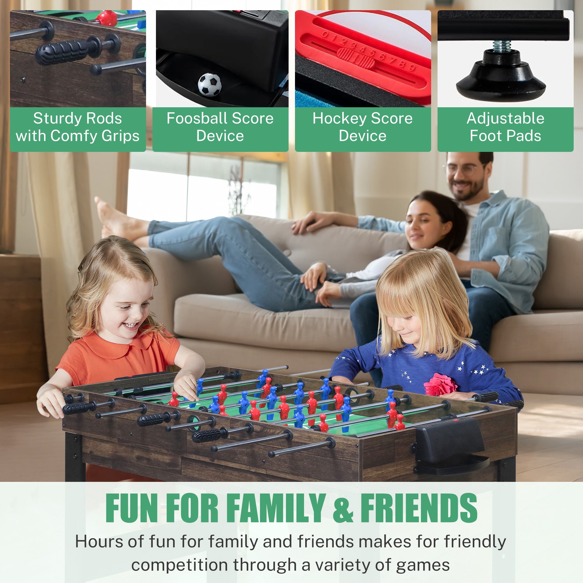 16 in 1 Combo Game Table, SHINPT Game Table for Kids/Adults, 48" Multi Game Table with Foosball, Billiards, Ping Pong, Air Hockey, Board Game table for Game Room, Backyard & Family Gatherings