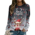 thumbnail image 3 of Chandail en Molleton de Noël pour Femmes Imprimé Mode Pull de Vacances Xmas Extérieur Cardigan à Manches Longues Col Rond Pull Chaud Veste Mi-Longue, 3 of 6