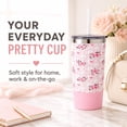 thumbnail image 5 of Biddlebee 20oz Insulated Stainless Steel Tumbler with Straw and Silicone Boot, Pink Roses, 5 of 10