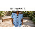 thumbnail image 3 of LIaqionyy Womens Cotton Linen Blouse Shirts V Neck Short Sleeve Button down Loose Casual Vacation Clothes, 3 of 7