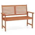 thumbnail image 2 of Costway Patio Solid Wood Loveseat with Inclined Backrest & Slatted Seat Teak Painting, 2 of 10