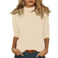 thumbnail image 2 of 3/4 Length Sleeve Womens Tops Mock Neck Cute Spring Shirts Dressy Casual Lightweight Three Quarter Work Blouse Complexion M, 2 of 7