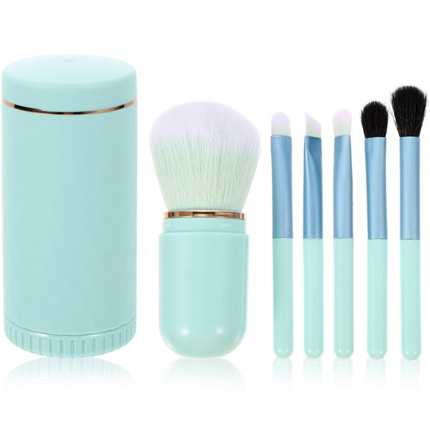 1 juego de brochas cosméticas profesionales de fibra artificial con espejo.