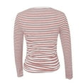 thumbnail image 4 of Tiweut Women Casual Tshirts Off the Shoulder Striped Slim Fit Long Sleeve Square Neck Sexy Lady Tees Pink,S, 4 of 6