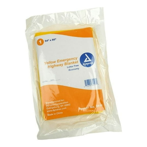 Dynarex Disposable Emergency Survival Blanket, Yellow, 54" x 80" - 4 Packets - MS-80800