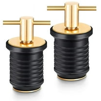 2024 TOP! 2 Pcs T-Handle Drain Plug Twist-Turn Marine Boat Plugs Rubber with Brass Handle Accessories