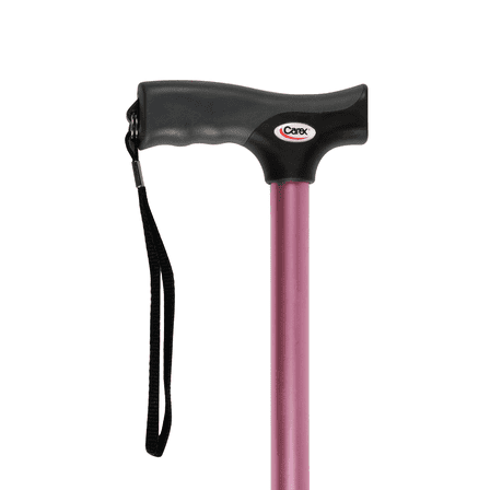 Carex Soft Grip Derby Walking Cane for All Occasions, Adjustable, Pink, 250 lb