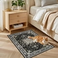 thumbnail image 3 of 2x3 Area Rugs Living Room Rug: Washable Vintage Boho Medallion Rug No Slip Stain Resistant Soft Carpet Indoor Large Carpets for Bedroom Dining Room Farmhouse Nursery Hallway Home Office Black Gold, 3 of 18