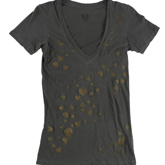Urban Outfitters Womens Sparkly Hearts Pattern Graphic T-Shirt, Grey, Small