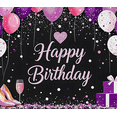 thumbnail image 4 of Happy Birthday Banner with Balloons Hearts Champagne High Heels and Gifts Background Backdrop Party Decoration Supplies for Birthday Party Photography Props and Event Decorations, 4 of 7
