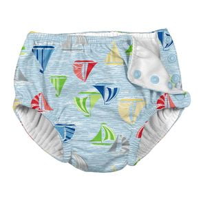 Iplay - Snap Reusable Absorbent Swimsuit Diaper, Light Blue Sailboat