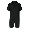 thumbnail image 7 of Stamzod Mens Summer Outfits Solid Color Short Sleeve Buttton Down Shirts and Shorts Mens 2 Piece Outfits Beach Vacation Clothes for Men Black S, 7 of 7