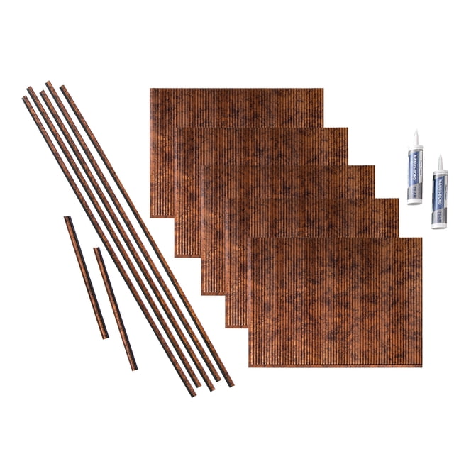 FASÄDE Rib Decorative Vinyl Backsplash 15 sq ft Kit in Moonstone Copper