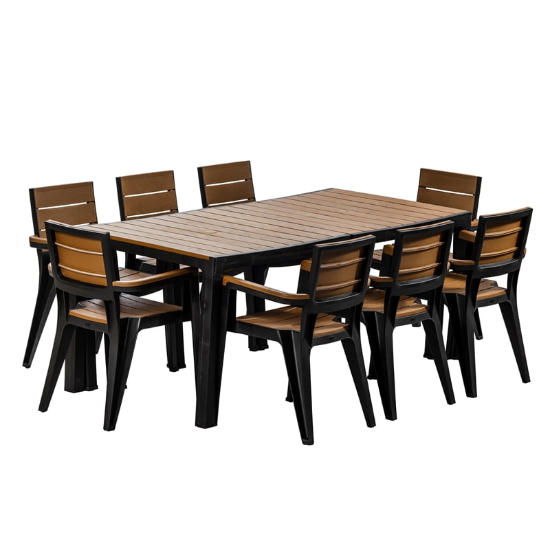 Inval Madeira 9Piece Resin Outdoor Patio Dining Table Set with 8