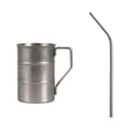 thumbnail image 4 of Taza de camping de 350 ml, recipiente multifuncional de acero inoxidable para café o leche. gris con paja, 4 of 9