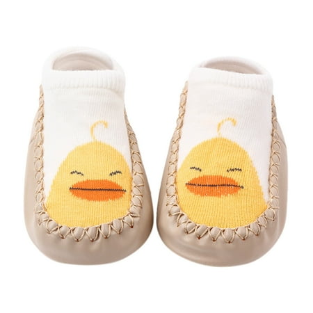

Kureaily Korean Version Low Top Toddler Shoes And Socks Children s Baby Floor Boat Socks Slipper Hole Bow Leather Socks Slipper 18-24 Months