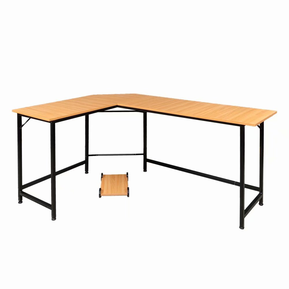 Clearance! LShaped Desktop Computer Desk Beech Wood Color Walmart