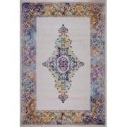 Ladole Rugs Persian Traditional Bordered Indoor Mat Carpet Tapis in Cream Multicolor 4x6 5x7 6x9 8x10 Feet Size