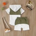 thumbnail image 4 of FhsagQ Tenues Garçons Tenues d'Hiver Taille 6 Moins de 10 Noël Tout-Petits Garçons Filles Été Confortable Patchwork Coloré Col Rond à Capuche Manches Courtes Hauts Shorts Ensemble 2 Pcs Vert 18-24 Mois, 4 of 9