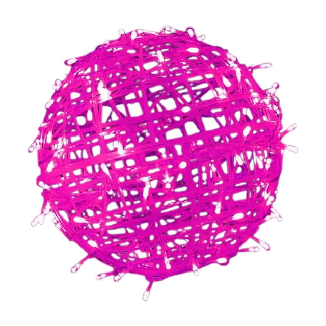 Pink 11.81 Inches Christmas Light Ball Solar Powered Outdoor Hanging Ball Lights Waterproof Garden Decor Suitable For Trees Courtyards Patios Winter Holiday Parties Festive Atmosphere Pink