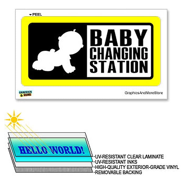 Baby Changing Station 12 in x 6 in Laminated Sign Window Business Store Sticker Walmart