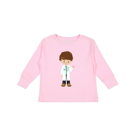 

Inktastic Doctor Lab Coat Medicine Cute Boy Brown Hair Gift Toddler Boy Girl Long Sleeve T-Shirt