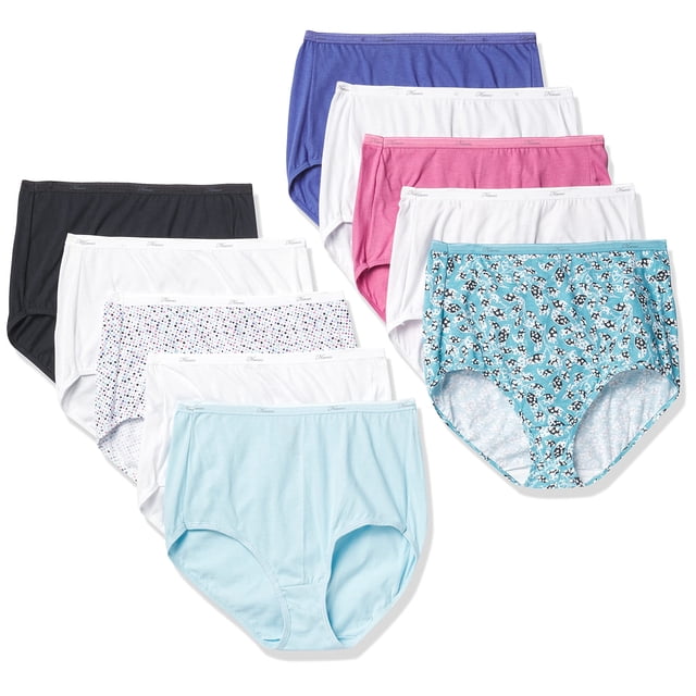 Paquete de ropa interior Hanes, bragas de algodón de cintura alta para mujer, 10 unidades