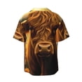 thumbnail image 6 of Lsque Sunset Sunflower Cow A print Men's Cuban Collar Short Sleeve Shirt Summer Beachwear Casual Button Down Fashionable Vacation Leisure Shirt-X-Large, 6 of 7