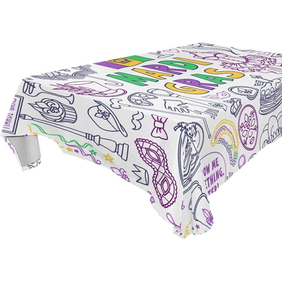 SKYSONIC Mardi Gras Tablecloth Waterproof Washable Polyester Square Table Cover Durable Tablecloth for Kitchen Dining Table Party Decor (60 X 60 Inch)