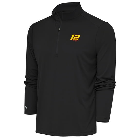 Men's Antigua Gray Ryan Blaney Tribute Quarter-Zip Pullover Top