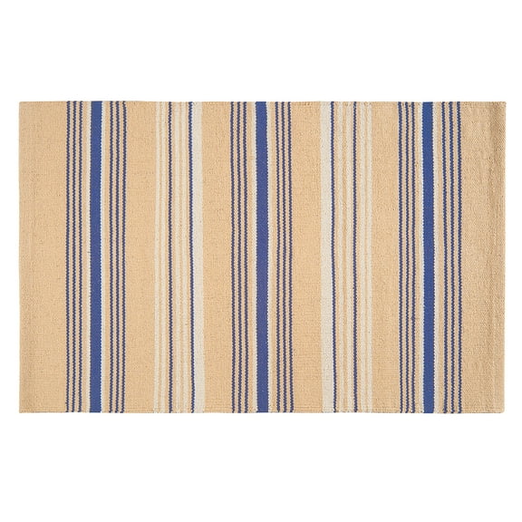 2'0" X 5'0" French Blue 4th of July Patriotic Stripes Woven Indoor Rug