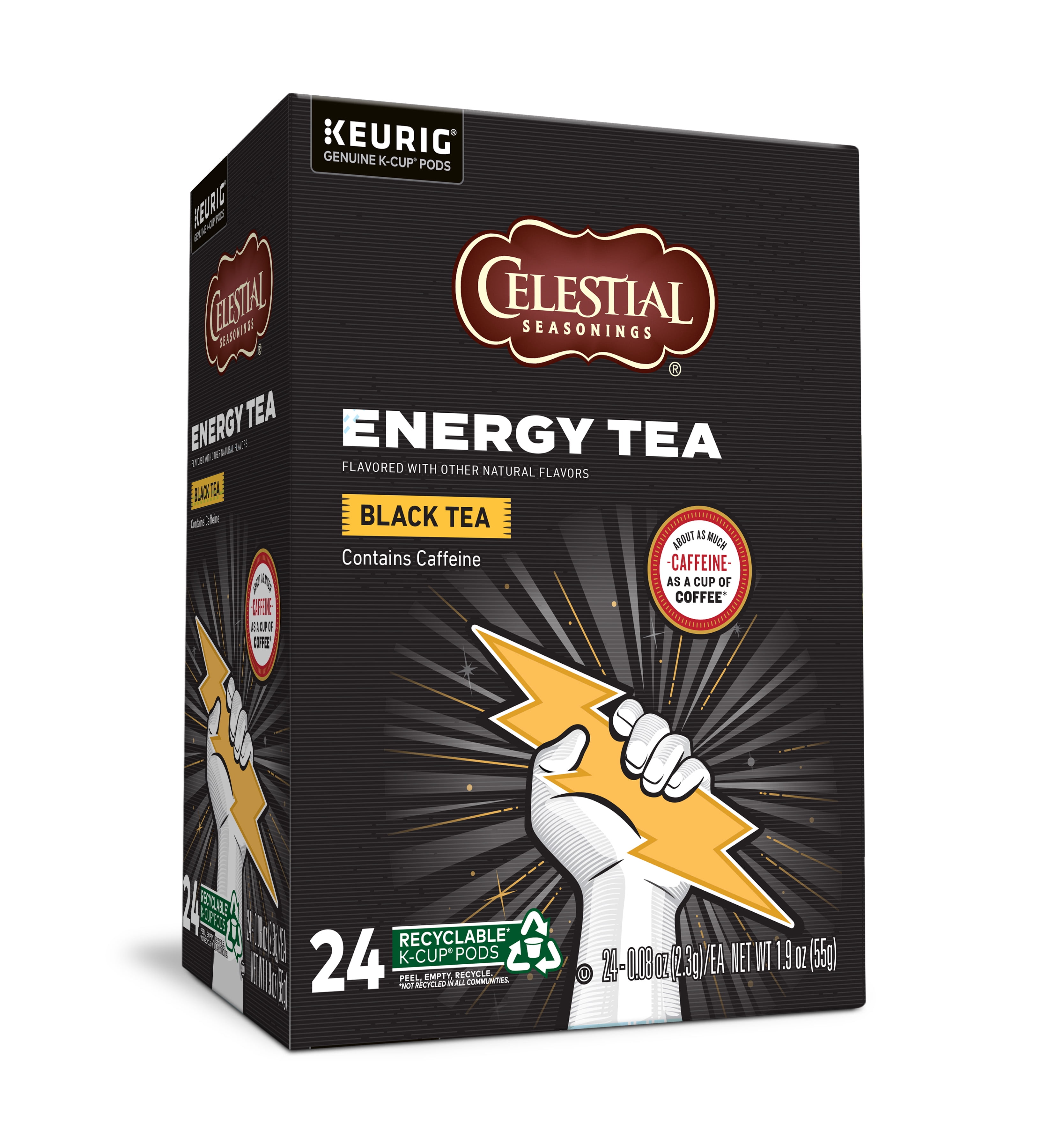 Celestial Seasonings Energy Black KCup Tea Pods, 24 Ct
