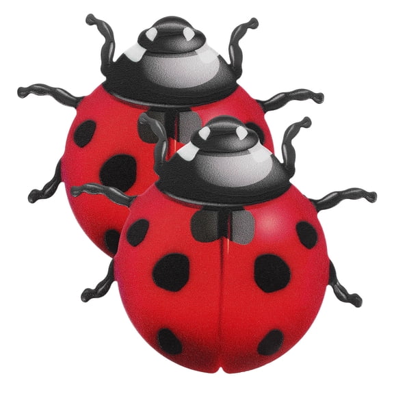 HOOWIFFY 2-Pack Red Metal Ladybug Wall Decor for Outdoor Garden, Patio, and Home Decoration