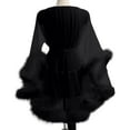 thumbnail image 4 of Fancifize Women Kimono Robe Sexy Sheer Mesh Furry Robe Lingerie Bridal Robes for Women Tulle Robe Bathrobe Nightgown, 4 of 4