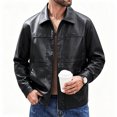 thumbnail image 5 of Men's Winter And Fall Daily Zipper Lapel All-matching Long-sleeved Coat Black XXL, 5 of 5