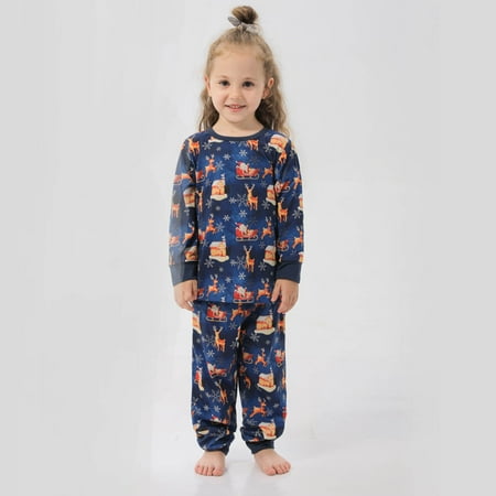 

Parent-Child Warm Christmas Set Printed Home Wear Pajamas Two-Piece Kid Set