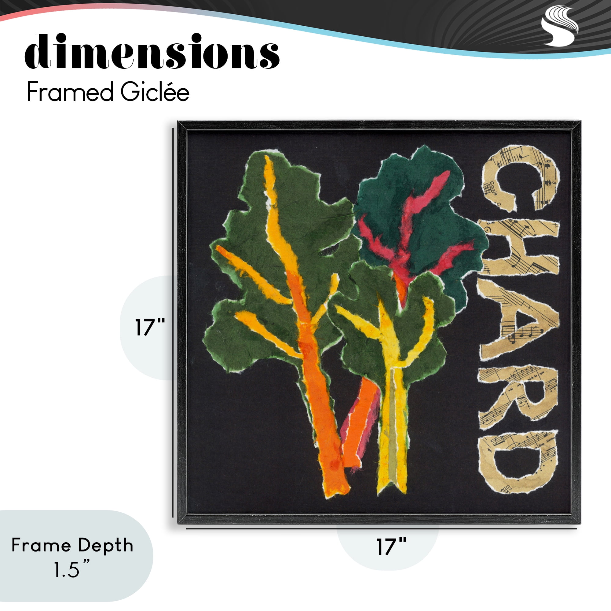 Stupell Industries Chard Leafy Vegetable Black Framed Giclee Art, design by Nancy Overton