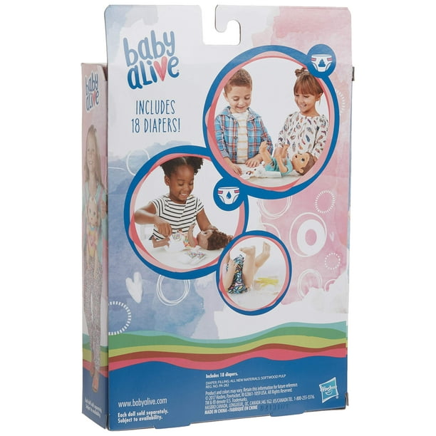 Baby Alive poupée Bébé beauté 31,5 cm à baigner, thème flamant rose,  maquillage et ongles magiques, cheveux noirs, enfants, dès 3 ans 