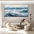 thumbnail image 3 of Large Abstract Sea Waves Oil Painting Ocean Scenery Canvas Wall Art Blue Ocean Landscape Abstract Minimalist Seascape for Wall Decor,Unstretched,Frameless,(91*182cm)36*72lnches, 3 of 5