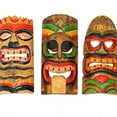 thumbnail image 5 of 10 Piece Polynesian Party Hand Carved Wooden Island Wall Hanging Tiki Masks -10 Inches High - Artisan Crafted - Perfect for Indoor and Outdoor Tropical Ambiance, 5 of 5