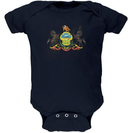 

Born and Raised Pennsylvania State Flag Soft Baby One Piece Navy 3-6 M