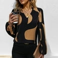 thumbnail image 5 of Aloohaidyvio Long Sleeve Tops,Women's Geometric Print V-neck Color Blocked Long Sleeved Shirt Top, 5 of 6