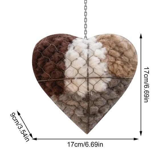 Handmade Fiber Bird Nesting Heart - Handmade Alpaca Fiber Bird Nesting Heart - Birds Nests Material Holder, Winter Tree Shelter for Wild Birds, Dual-Season Outdoor View House,1PC