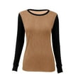 thumbnail image 7 of hotojiny Workout Shirts for Women Color Block Ribbed Knit Long Sleeve Work Tops Breathable Slim Fit Crewneck Basic Tee with Thumb Hole, 7 of 7