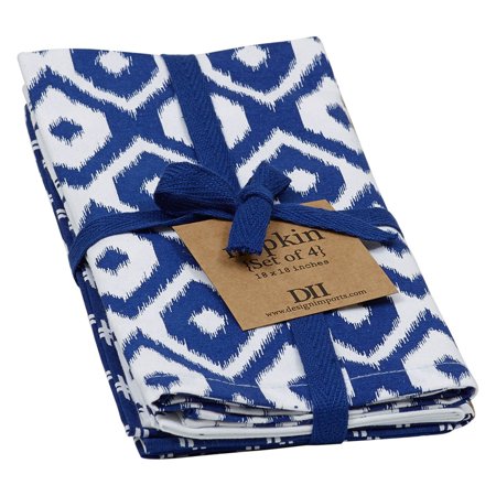 Design Imports Indigo Prints Kitchen Napkin Set, Set of 4, 18