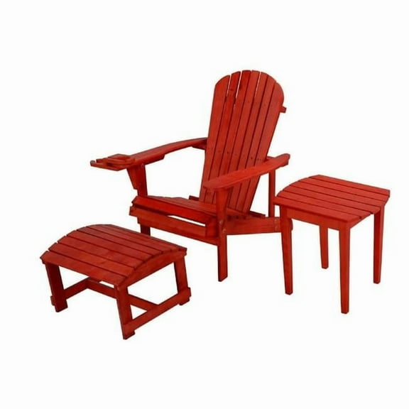 Best Desu 2101RD-CHOTET Earth Collection Adirondack Chair with phone and cup holder (Chair, Ottoman and End table set)