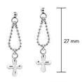 thumbnail image 4 of Handcrafted Cross Charm Bead Chain Loop .925 Sterling Silver Stud Earrings, 4 of 4