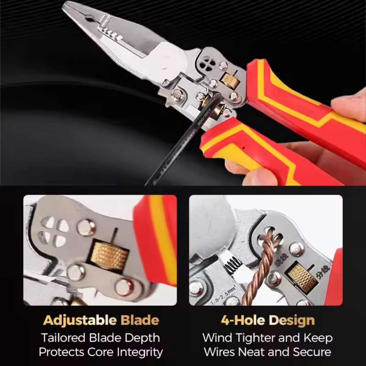 8 in 1 multi-function wire stripper, electrician pliers with charge measurement, wire clamp, wire splitter and wire winding multi-function tool, suitable for professionals and DIY enthusiasts