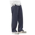 thumbnail image 1 of Unisex Solid Color Drawstring Track Pants Cozy Corduroy Straight Leg Loungewear, 1 of 6