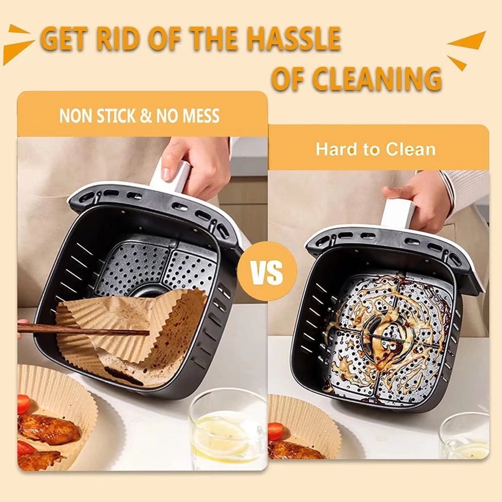 50pcs/set Square Air Fryer Liners, Barbecue And Baking Disposable Paper  Plates, Food Paper Tray